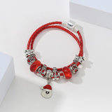Xmas Santa Beads Red Cord Charm Bracelet Women Christmas Jewelry