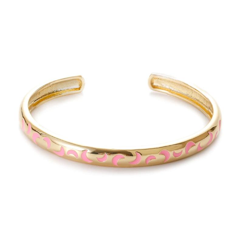 Colorful Enamel Moon Open Cuff Bracelet Women's Jewelry Gift
