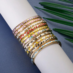 Colorful Enamel Moon Open Cuff Bracelet Women's Jewelry Gift