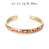 Colorful Enamel Moon Open Cuff Bracelet Women's Jewelry Gift