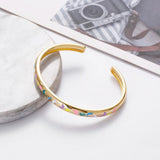 Colorful Enamel Moon Open Cuff Bracelet Women's Jewelry Gift