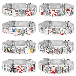 Santa Claus Mesh Bracelet with Slide Charm Beads