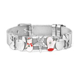 Santa Claus Mesh Bracelet with Slide Charm Beads