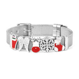Santa Claus Mesh Bracelet with Slide Charm Beads