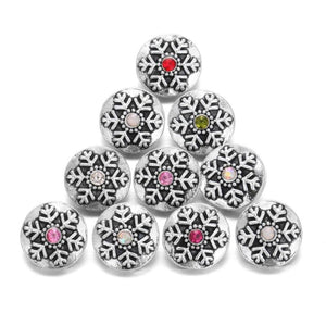 10pcs Christmas Snowflake Snap Buttons for 12mm Snap Jewelry