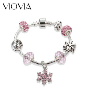 Snowflake Charm Bracelet Superyne DIY Crystal Beads Bracelets & Bangle