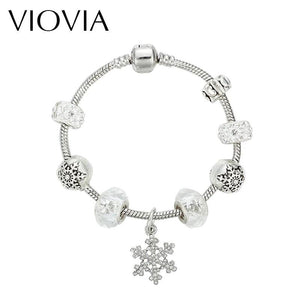 Snowflake Charm Bracelet Superyne DIY Crystal Beads Bracelets & Bangle