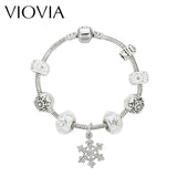 Snowflake Charm Bracelet Superyne DIY Crystal Beads Bracelets & Bangle