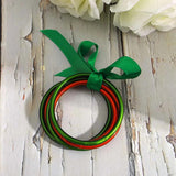 Christmas Glitter Bangle Bracelet Set Red Green Silicone Xmas Jewelry