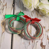 Christmas Glitter Bangle Bracelet Set Red Green Silicone Xmas Jewelry