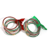 Christmas Glitter Bangle Bracelet Set Red Green Silicone Xmas Jewelry