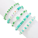 5pcs/Set Colorful Boho Bead Bracelet for Women, Elastic Charm Bangles
