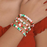 5pcs/Set Colorful Boho Bead Bracelet for Women, Elastic Charm Bangles