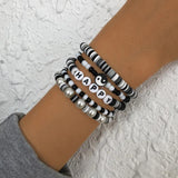 5pcs/Set Colorful Boho Bead Bracelet for Women, Elastic Charm Bangles