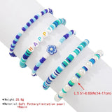 5pcs/Set Colorful Boho Bead Bracelet for Women, Elastic Charm Bangles