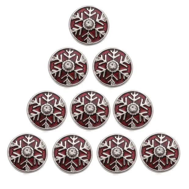 10pcs Christmas Snowflake 12MM Snap Jewelry Mixed Style Snap Buttons