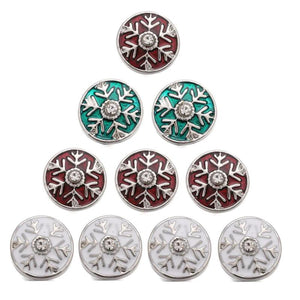 10pcs Christmas Snowflake 12MM Snap Jewelry Mixed Style Snap Buttons