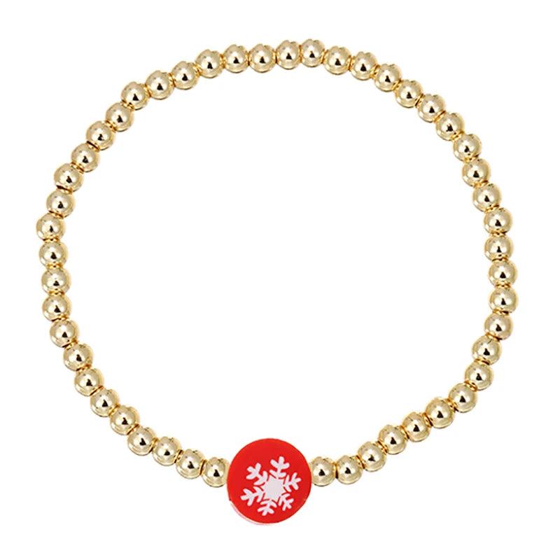 Bohemia Vintage Bead Chain Bracelet Snowflake Christmas Pendant Bangle