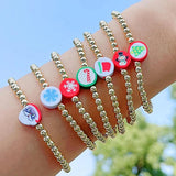 Bohemia Vintage Bead Chain Bracelet Snowflake Christmas Pendant Bangle