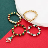 4-Piece Christmas Bead Bracelet Red Green Beads Holiday Party Gift