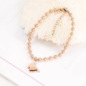 Stainless Steel Butterfly Bracelet Adjustable Round Bead Chain Bangles