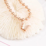 Stainless Steel Butterfly Bracelet Adjustable Round Bead Chain Bangles