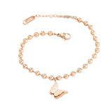 Stainless Steel Butterfly Bracelet Adjustable Round Bead Chain Bangles