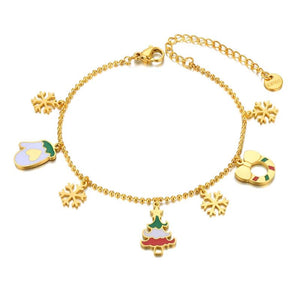 Snowflake Gloves Charm Bracelet Stainless Steel AB22022