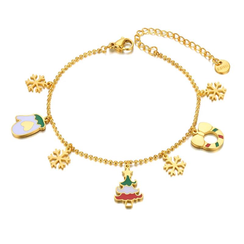 Snowflake Gloves Charm Bracelet Stainless Steel AB22022