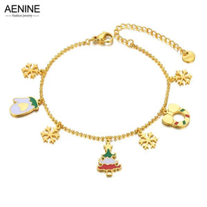 Snowflake Gloves Charm Bracelet Stainless Steel AB22022