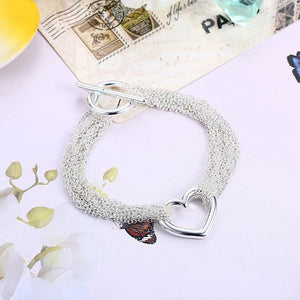 925Silver Plated Heart Charms Chain for Bracelets Jewelry Women