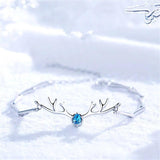 Adjustable Silver Crystal Deer Elk Charm Bracelet for Women