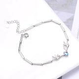 Adjustable Silver Crystal Deer Elk Charm Bracelet for Women