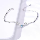 Adjustable Silver Crystal Deer Elk Charm Bracelet for Women