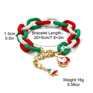 Christmas Charm Chain Bracelet Bells Tree Pendant Bracelets for Women Girls