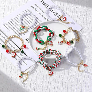 Christmas Charm Chain Bracelet Bells Tree Pendant Bracelets for Women Girls