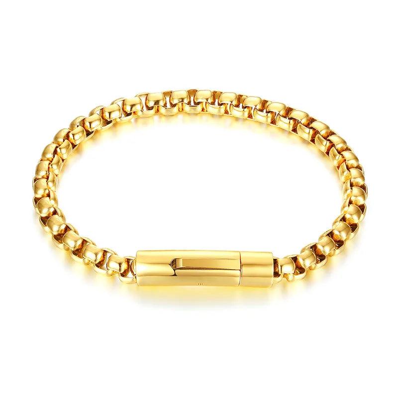 Minimalist Stainless Steel Link Bracelet for Men 6mm Width Chain Christmas Gift