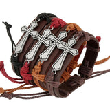 Cross Jewelry Personality Retro Braided Leather Bracelet for Christmas Gift