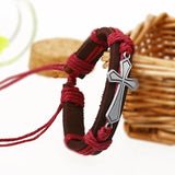 Cross Jewelry Personality Retro Braided Leather Bracelet for Christmas Gift
