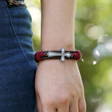 Cross Jewelry Personality Retro Braided Leather Bracelet for Christmas Gift