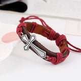 Cross Jewelry Personality Retro Braided Leather Bracelet for Christmas Gift