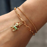 Sweet Christmas Metal Chain Bracelet Snowman Elk Snowflake Bell Bangle