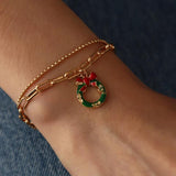 Sweet Christmas Metal Chain Bracelet Snowman Elk Snowflake Bell Bangle