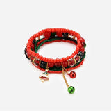 7Pcs Beaded Bohemian Multi-layer Bracelet Metal Tree Christmas Pendant Bell