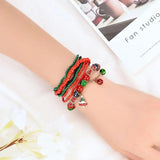 7Pcs Beaded Bohemian Multi-layer Bracelet Metal Tree Christmas Pendant Bell