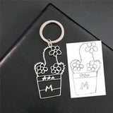Custom Children's Drawing Keychain, Personalized Kid's Art Name Keyring