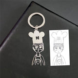 Custom Children's Drawing Keychain, Personalized Kid's Art Name Keyring