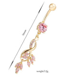 Zircon Crystal Gold-Color Navel Bar Piercing Belly Button Rings Dangle