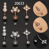 Titanium Belly Button Ring Zircon Bezel Setting