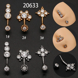 Titanium Belly Button Ring Zircon Bezel Setting